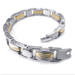 Pulsera De Titanio Y Oro Con Diseño De Meandro Griego Para Hombre