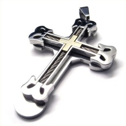 Colgante De Titanio Con Cruz Deportiva De Moda (Dorado)