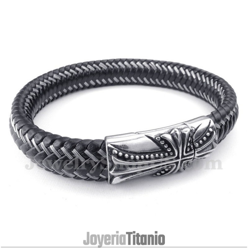 Pulsera De Cruz De Titanio Fundido Para Hombre