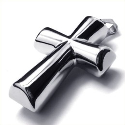 Colgante De Titanio Con Forma De Cruz De Columna De Moda (Plata)