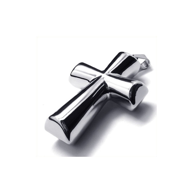 Colgante De Titanio Con Forma De Cruz De Columna De Moda (Plata)