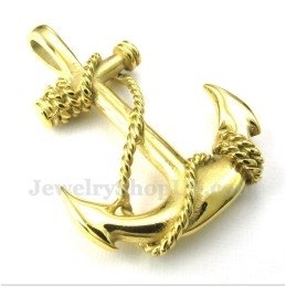 Colgante De Ancla De Titanio Dorado Para Hombre Con Cadena Gratis