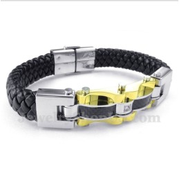Pulsera De Cuero Y Fibra De Carbono De Titanio Para Hombre