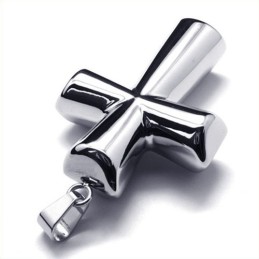 Colgante De Titanio Con Forma De Cruz De Columna De Moda (Plata)
