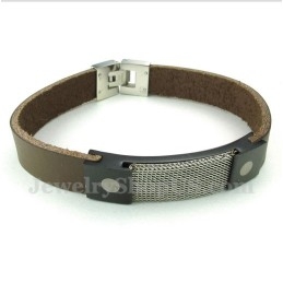 Pulsera De Cuero Con Malla De Armadura De Titanio Para Hombre