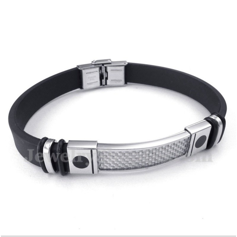 Pulsera De Caucho De Fibra De Carbono Y Titanio Para Hombre Pulsera De Caucho De Fibra De Carbono Y Titanio Para Hombre