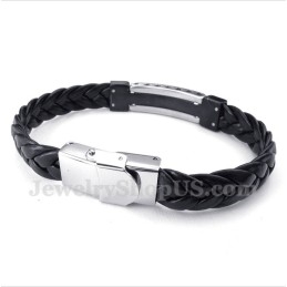 Pulsera De Cuero Con Diseño De Meandro Griego De Titanio Para Hombre