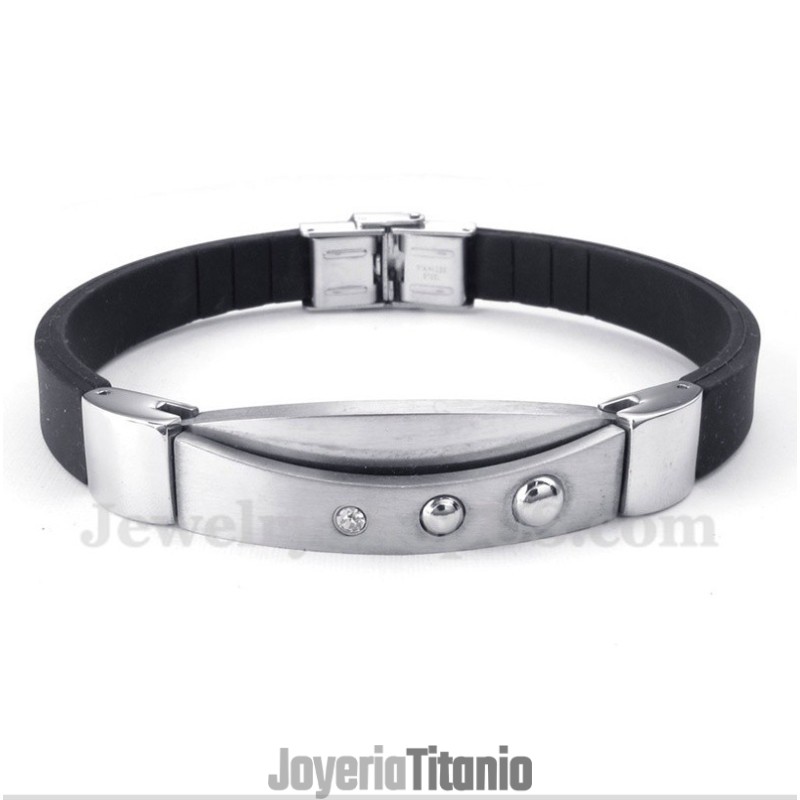 Pulsera De Caucho Con Diamantes De Titanio Para Hombre Pulsera De Caucho Con Diamantes De Titanio Para Hombre