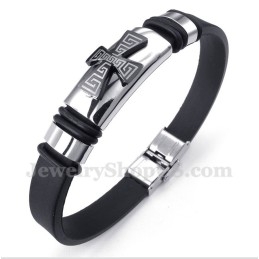 Pulsera De Caucho Con Diseño De Cruz Griega De Titanio Para Hombre