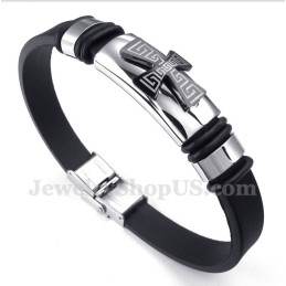 Pulsera De Caucho Con Diseño De Cruz Griega De Titanio Para Hombre