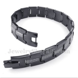 Pulsera De Titanio Negra Con Diseño De Meandro Griego Para Hombre