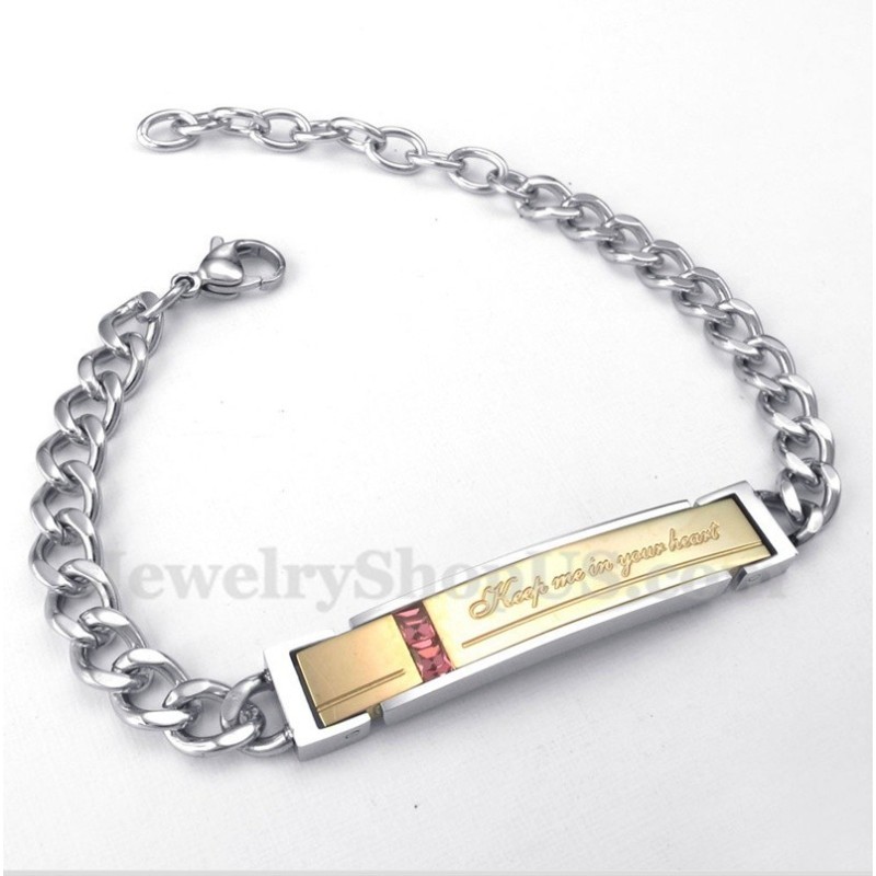 Pulsera De Titanio Con Diamantes Para Hombre Y Mujer