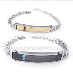 Pulsera De Titanio Con Diamantes Para Hombre Y Mujer