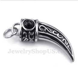 Colgante De Titanio Fundido Con Circonita Negra Y Cadena Gratis Para Hombre