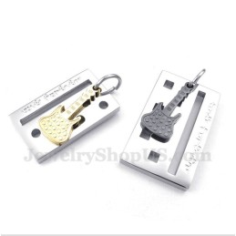Colgante De Pareja De Guitarra De Titanio Con Cadena Gratis (Un Par)