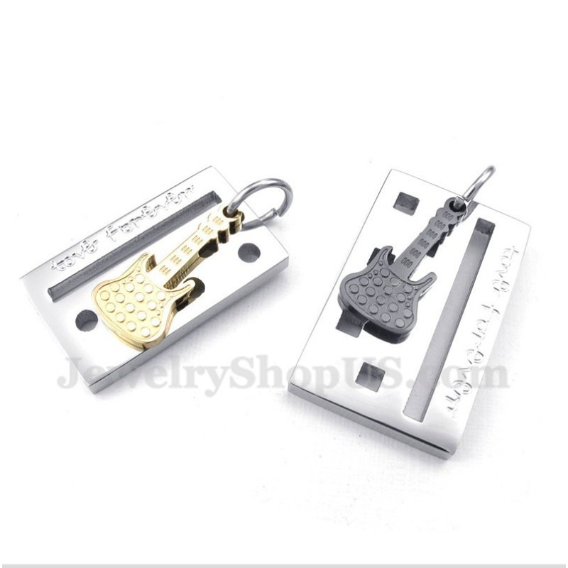 Colgante De Pareja De Guitarra De Titanio Con Cadena Gratis (Un Par) Colgante De Pareja De Guitarra De Titanio Con Cadena Gratis (Un Par)