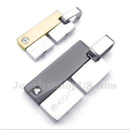 Colgante Rectangular De Titanio Con Forma De Corazón Para Pareja Con Cadena Gratis (Un Par)