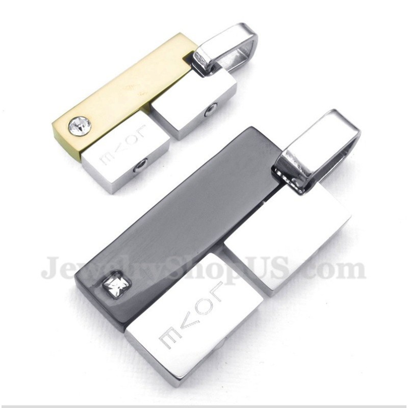 Colgante Rectangular De Titanio Con Forma De Corazón Para Pareja Con Cadena Gratis (Un Par)