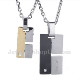 Colgante Rectangular De Titanio Con Forma De Corazón Para Pareja Con Cadena Gratis (Un Par)