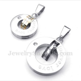 Colgante De Titanio Con Diamantes Y Forma De Corazón Para Pareja Con Cadena Gratis (Un Par)