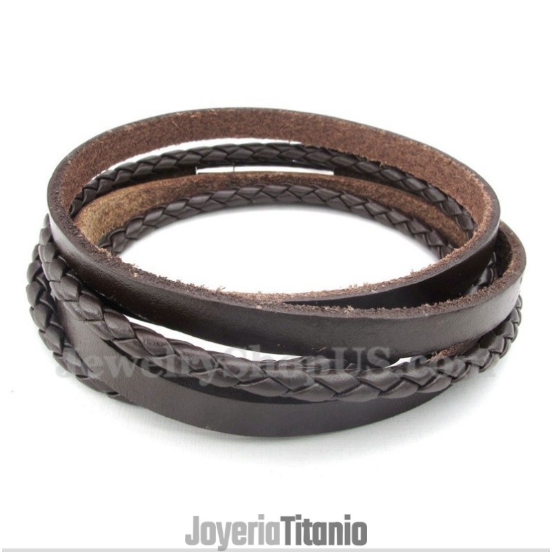 Pulsera De Cuero De Titanio Para Hombre
