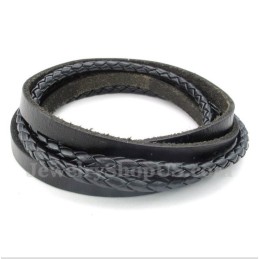 Pulsera De Cuero De Titanio Negro Para Hombre