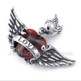 Colgante De Alas De Diamante Rojo De Titanio Para Hombre Con Cadena Gratis