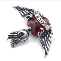 Colgante De Alas De Diamante Rojo De Titanio Para Hombre Con Cadena Gratis