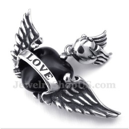Colgante De Alas De Titanio Con Diamantes Negros Y Cadena De Regalo Para Hombre.