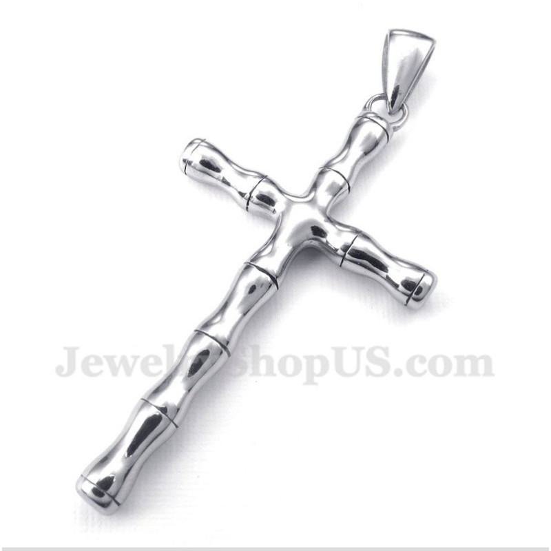Colgante De Cruz De Bambú De Titanio Para Hombre Con Cadena Gratis Colgante De Cruz De Bambú De Titanio Para Hombre Con Cadena Gratis