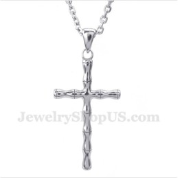 Colgante De Cruz De Bambú De Titanio Para Hombre Con Cadena Gratis
