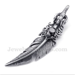 Colgante De Pluma Negra De Titanio Para Hombre Con Cadena Gratis