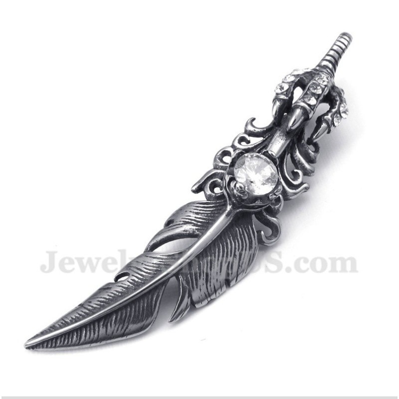 Colgante De Pluma De Titanio Para Hombre Con Cadena Gratis