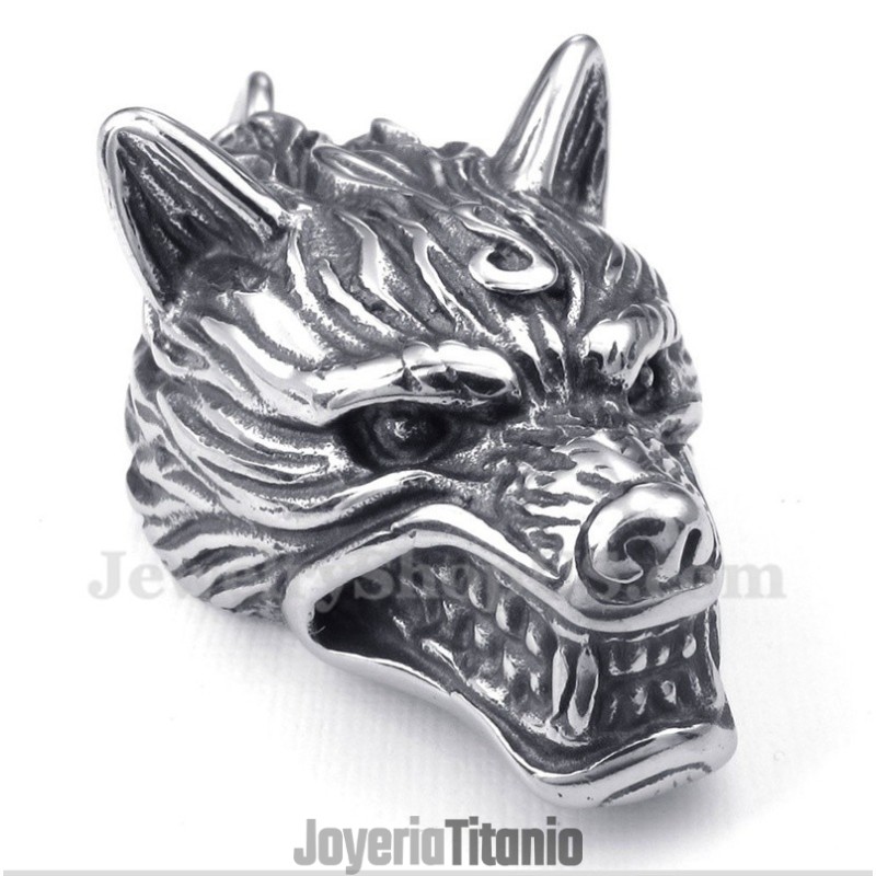 Colgante De Cabeza De Lobo De Titanio Para Hombre Con Cadena Gratis