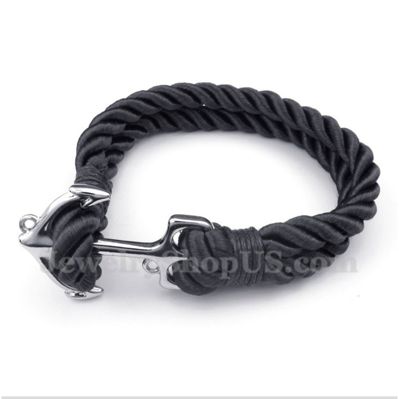 Pulsera De Cuerda De Algodón Con Ancla De Titanio Para Hombre