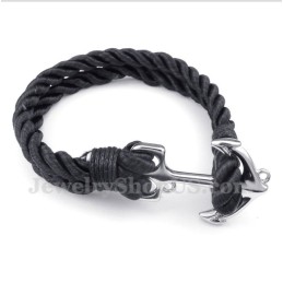 Pulsera De Cuerda De Algodón Con Ancla De Titanio Para Hombre