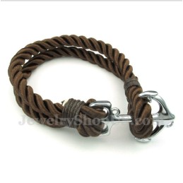 Pulsera De Cuerda De Algodón Con Ancla De Titanio Para Hombre