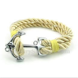 Pulsera De Cuerda De Algodón Con Ancla De Titanio Para Hombre