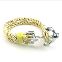 Pulsera De Cuerda De Algodón Con Ancla De Titanio Para Hombre