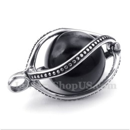 Colgante De Ópalo Negro De Titanio Para Hombre Con Cadena Gratis