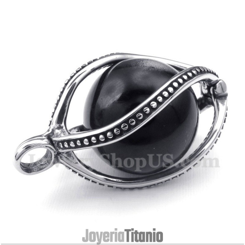 Colgante De Ópalo Negro De Titanio Para Hombre Con Cadena Gratis Colgante De Ópalo Negro De Titanio Para Hombre Con Cadena Gratis