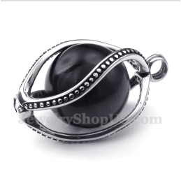 Colgante De Ópalo Negro De Titanio Para Hombre Con Cadena Gratis