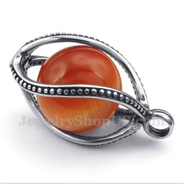 Colgante De Ópalo Rojo De Titanio Para Hombre Con Cadena Gratis