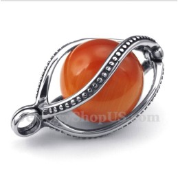 Colgante De Ópalo Rojo De Titanio Para Hombre Con Cadena Gratis