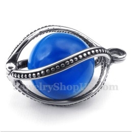 Colgante De Ópalo Azul De Titanio Para Hombre Con Cadena Gratis