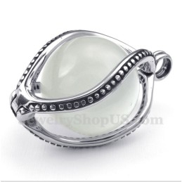 Colgante De Ópalo Blanco De Titanio Para Hombre Con Cadena Gratis
