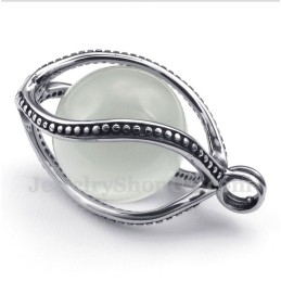 Colgante De Ópalo Blanco De Titanio Para Hombre Con Cadena Gratis