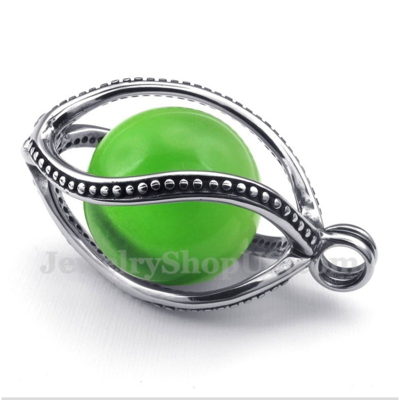 Colgante De Ópalo Verde De Titanio Para Hombre Con Cadena Gratis