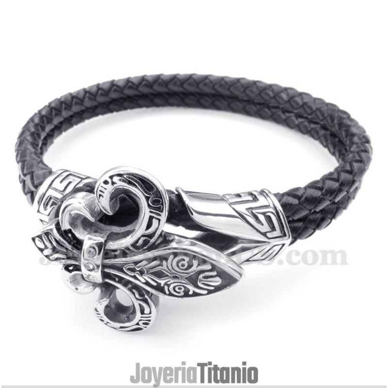 Pulsera De Cuero De Titanio Para Hombre