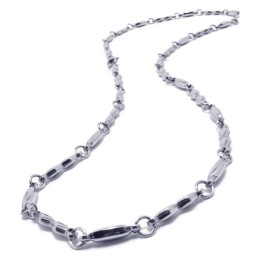 Collar De Moda De Titanio Y Plata De 21,9 Pulgadas